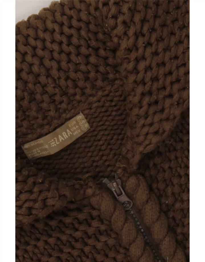 Maglione cardigan con cappuccio da donna Zara UK 12 Marrone medio