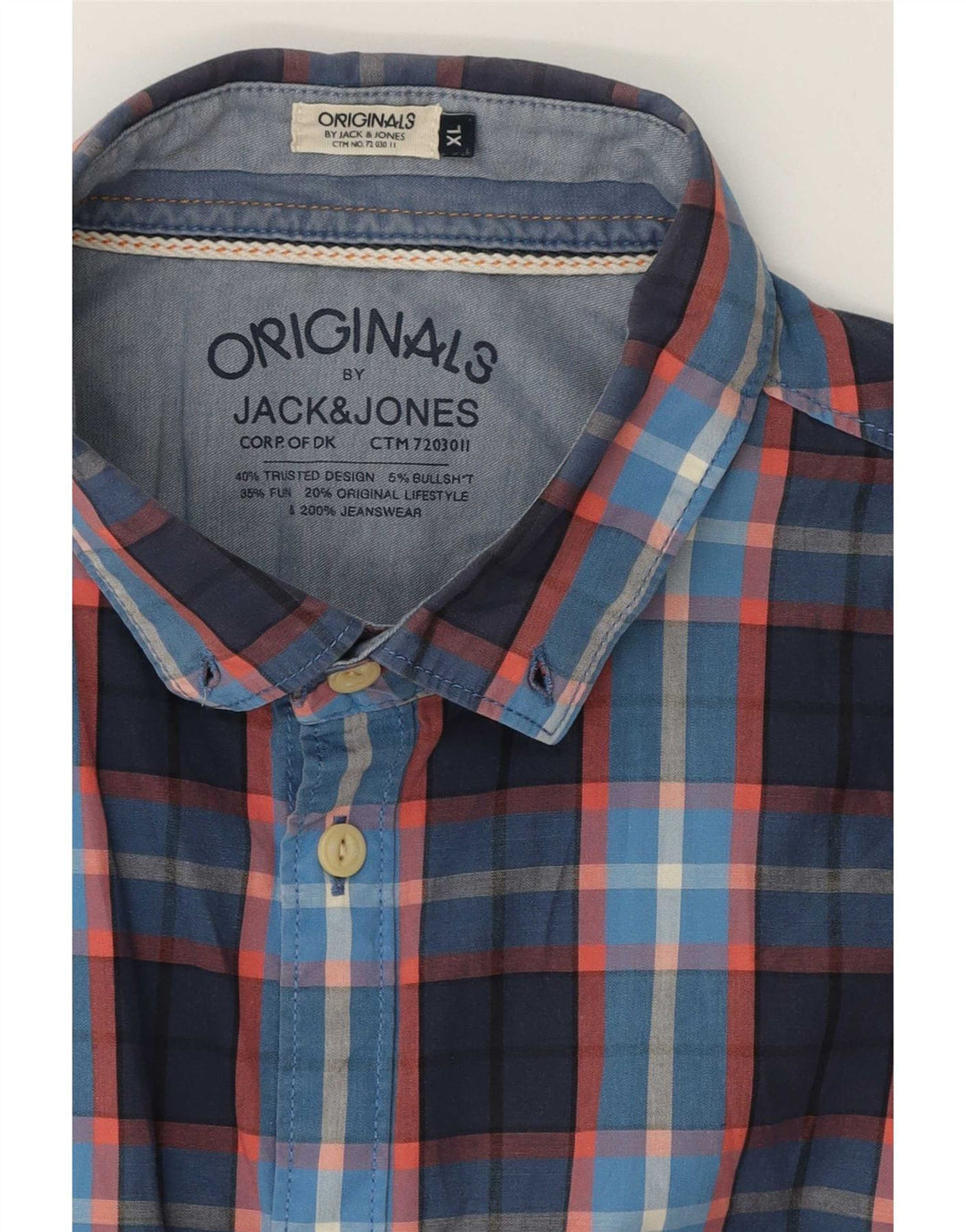 Camicia a maniche corte da uomo Jack & Jones XL blu navy a quadri