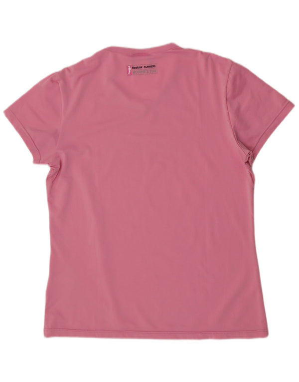 T-shirt grafica a maniche corte da donna Reebok Top UK 14 poliestere rosa medio