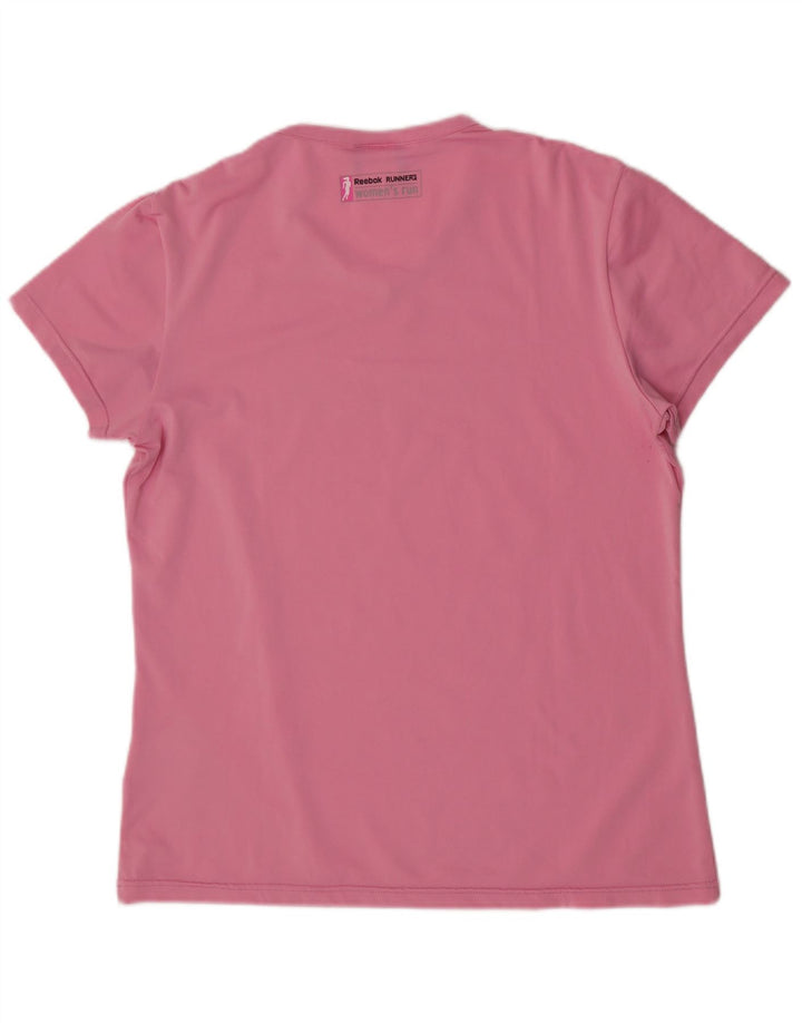 T-shirt grafica a maniche corte da donna Reebok Top UK 14 poliestere rosa medio