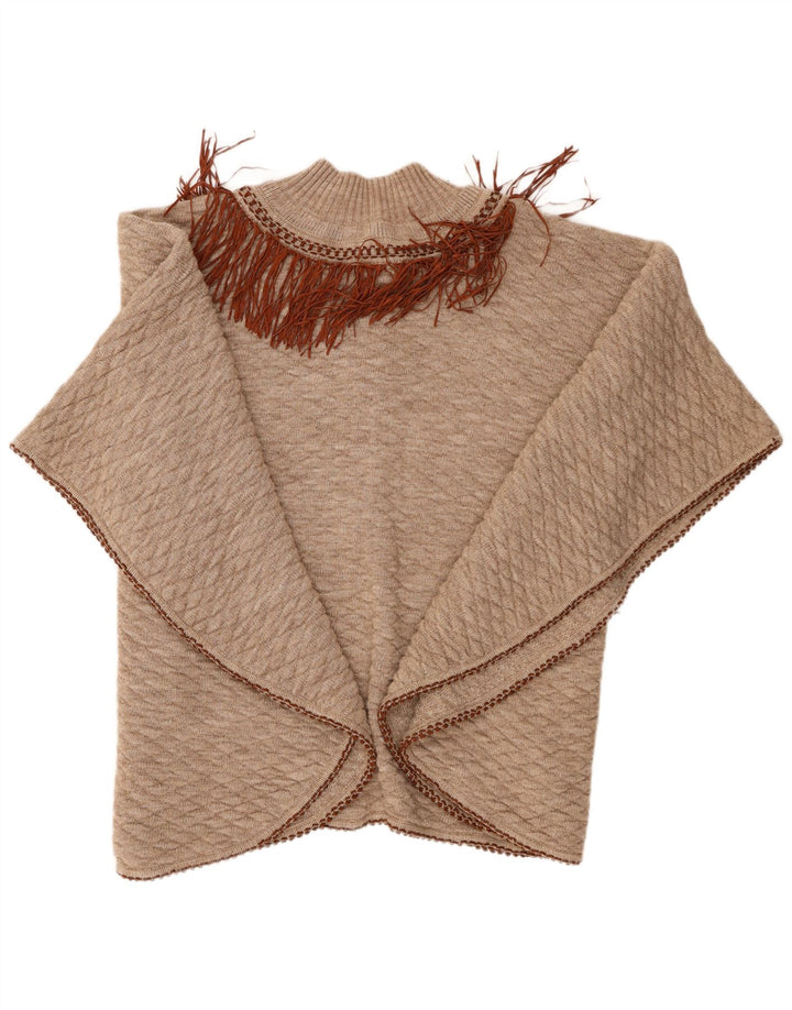 Maglione poncho da donna ONYX taglia unica lana beige