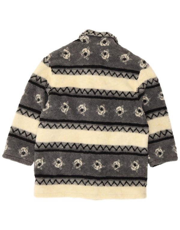 Cappotto giacca a vento Sherpa da donna VINTAGE UK 20/22 2XL a righe beige