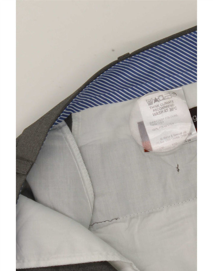 Pantaloni da abito dritti da uomo Marks & Spencer W38 L29 poliestere grigio