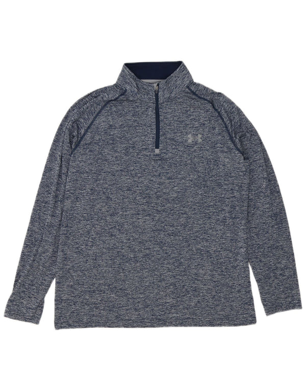 Under Armour Uomo Heat Gear Pullover Tuta da ginnastica Top Large Blu screziato