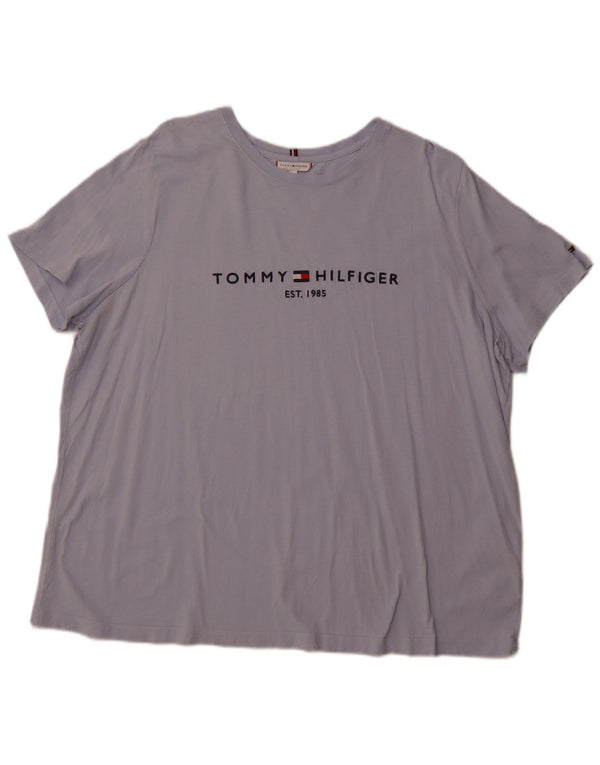 TOMMY HILFIGER T-shirt grafica da donna Top UK 24 4XL cotone blu