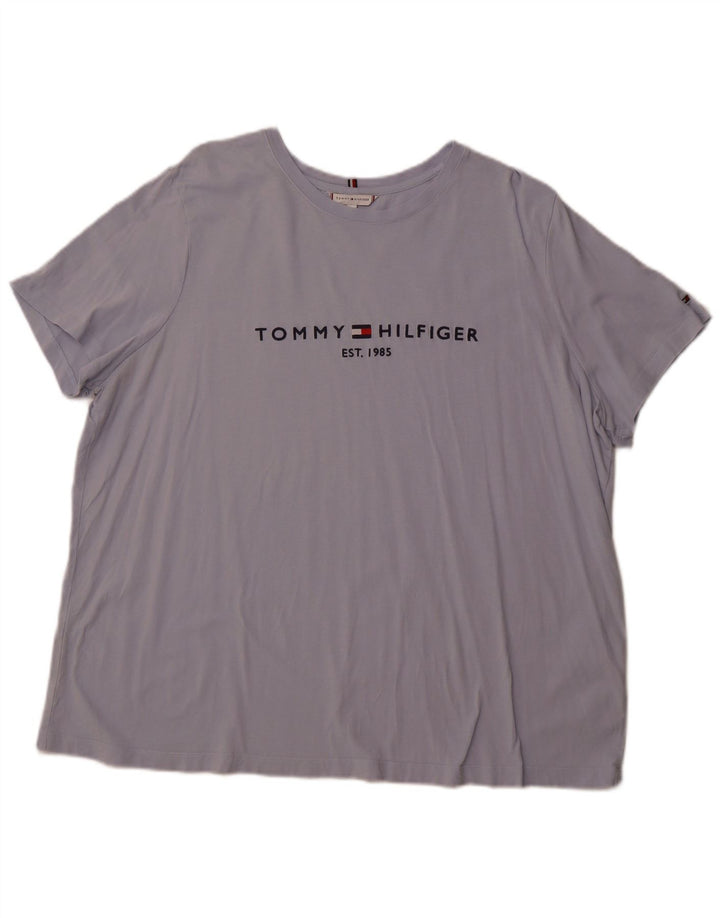 TOMMY HILFIGER T-shirt grafica da donna Top UK 24 4XL cotone blu