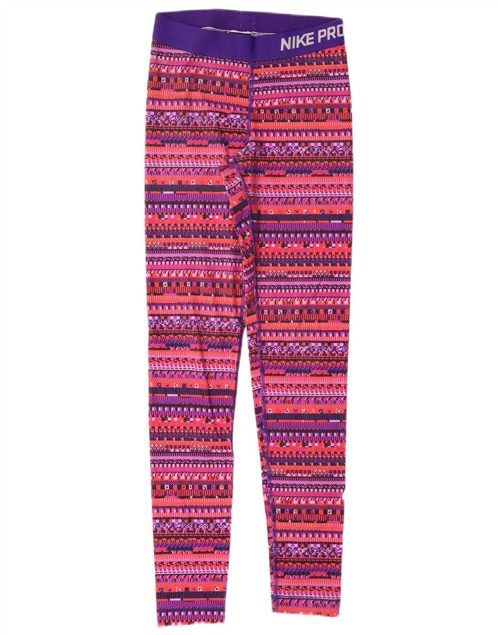 Leggings grafici NIKE da donna Dri Fit UK 8 piccoli geometrici multicolori