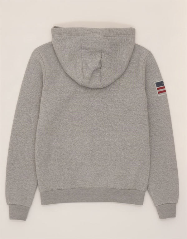 Polo Assn. degli Stati Uniti Maglione con cappuccio e zip grafica da uomo grande in cotone grigio