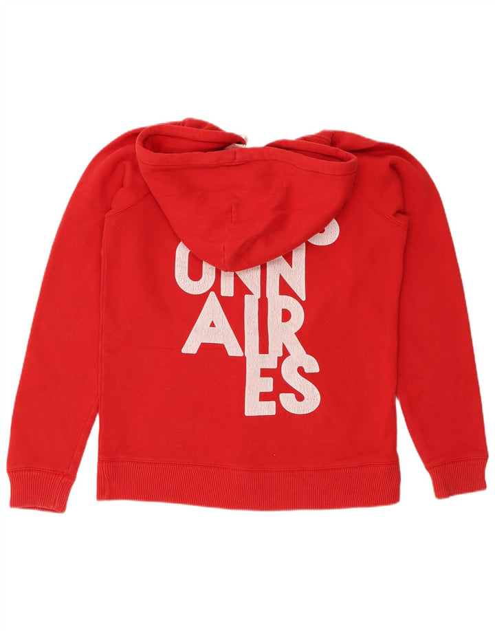 Maglione con cappuccio con zip grafica da donna Jack Wills UK 14 grande cotone rosso