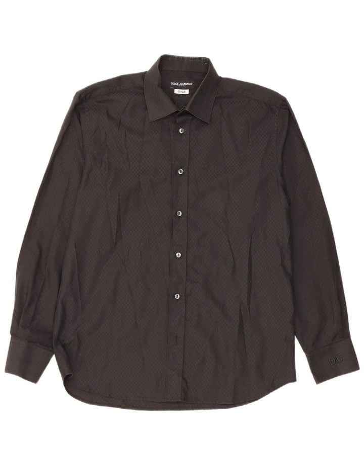 Camicia da uomo Dolce & Gabbana taglia 41 16 grande cotone geometrico nero