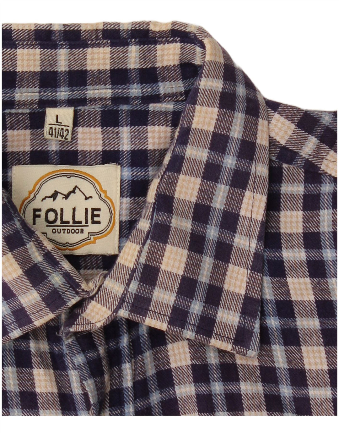 FOLLIE Camicia da uomo in flanella taglia 41/42 grande motivo a quadri blu