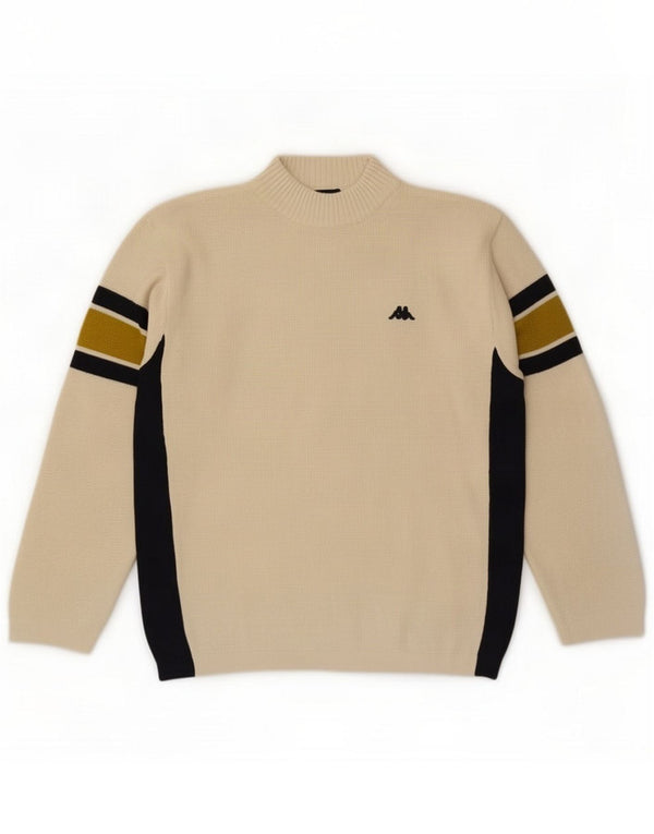 Maglione Kappa da uomo a collo alto con collo alto in lana color block bianco medio