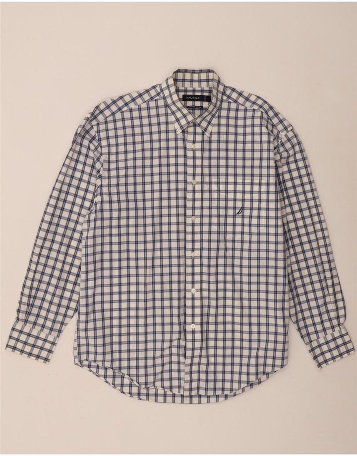 Camicia da uomo Nautica in cotone a quadri bianchi grandi