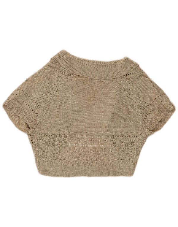 Maglione cardigan Bolero a maniche corte da donna Zara UK 12 Acrilico beige medio