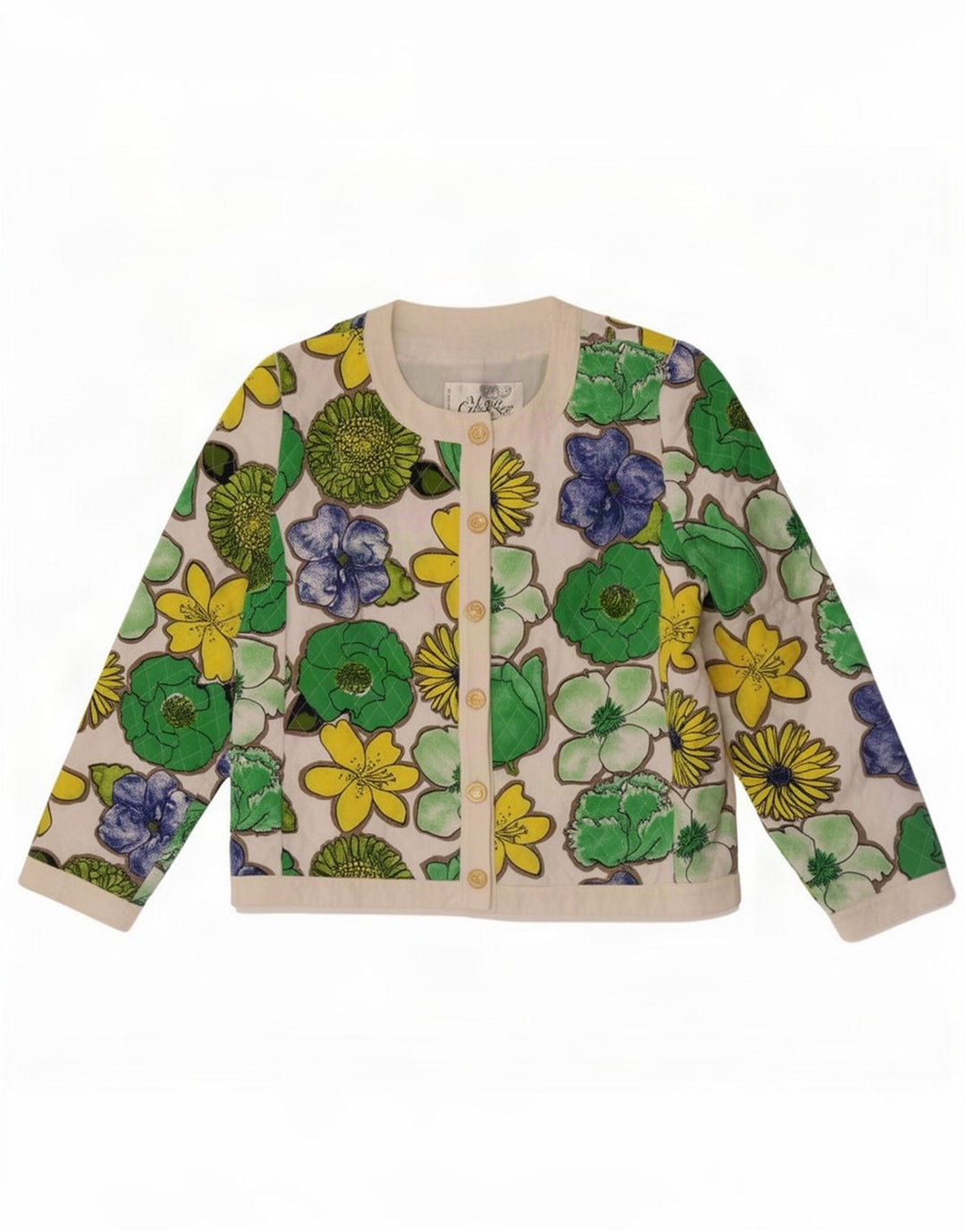 Giacca blazer vintage da donna a 6 bottoni IT 42 medio floreale multicolore