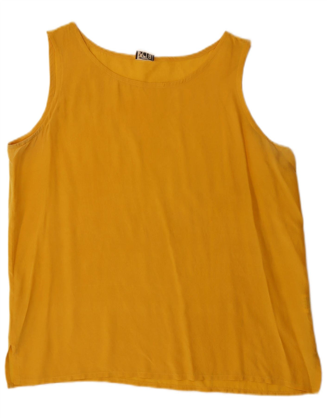 Top camicetta senza maniche vintage da donna IT 48 XL seta gialla