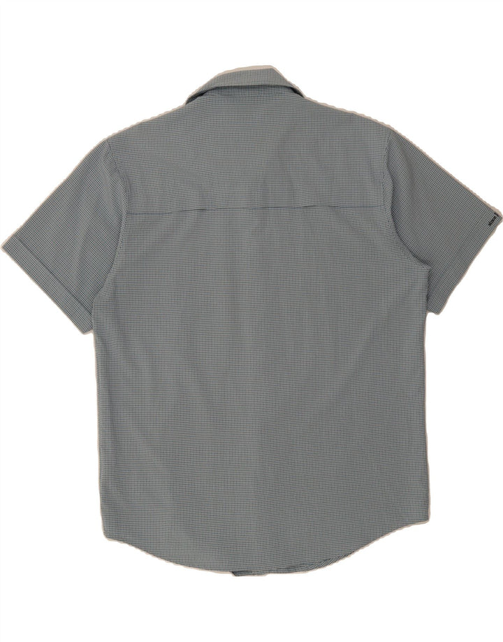 JACK WOLFSKIN Mens Travel Short Sleeve Shirt Large Blue Check Polyester Vintage Jack Wolfskin and Second-Hand Jack Wolfskin from Messina Hembry 