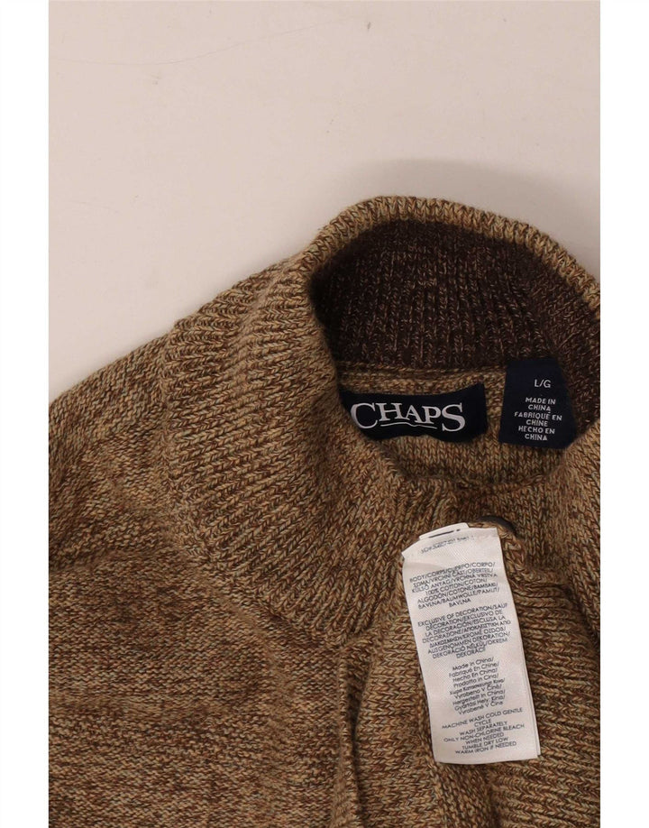 Chaps Uomo Maglione con Collo a Bottoni Maglione Grande in Cotone Marrone
