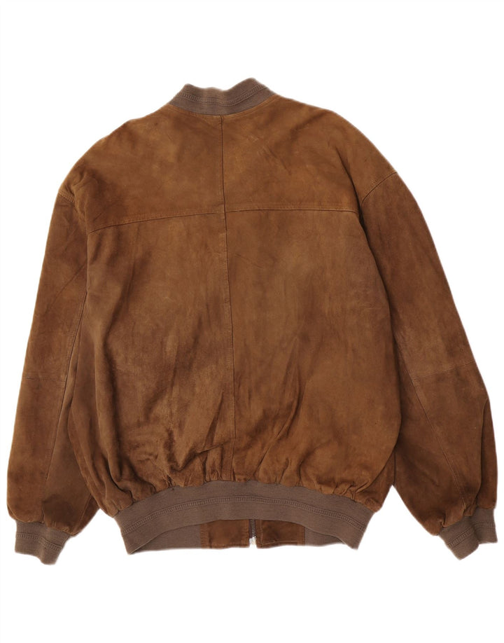 Giubbotto bomber in pelle scamosciata da uomo Montes EU 52 XL in pelle marrone