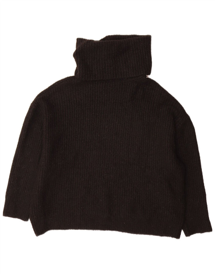 Maglione maglione oversize con collo alto da donna Zara UK 10 piccolo acrilico nero