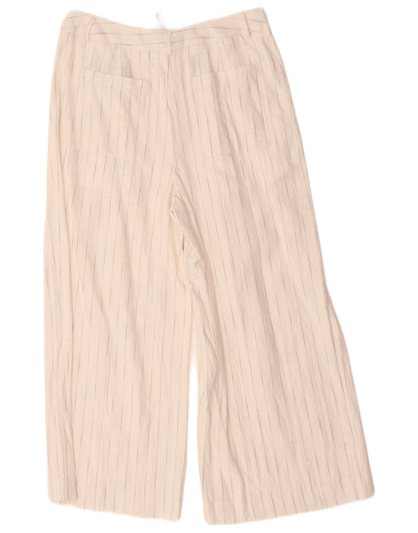 Pantaloni cropped a vita alta da donna Marks & Spencer UK 12 Medium W32 L25 Whi