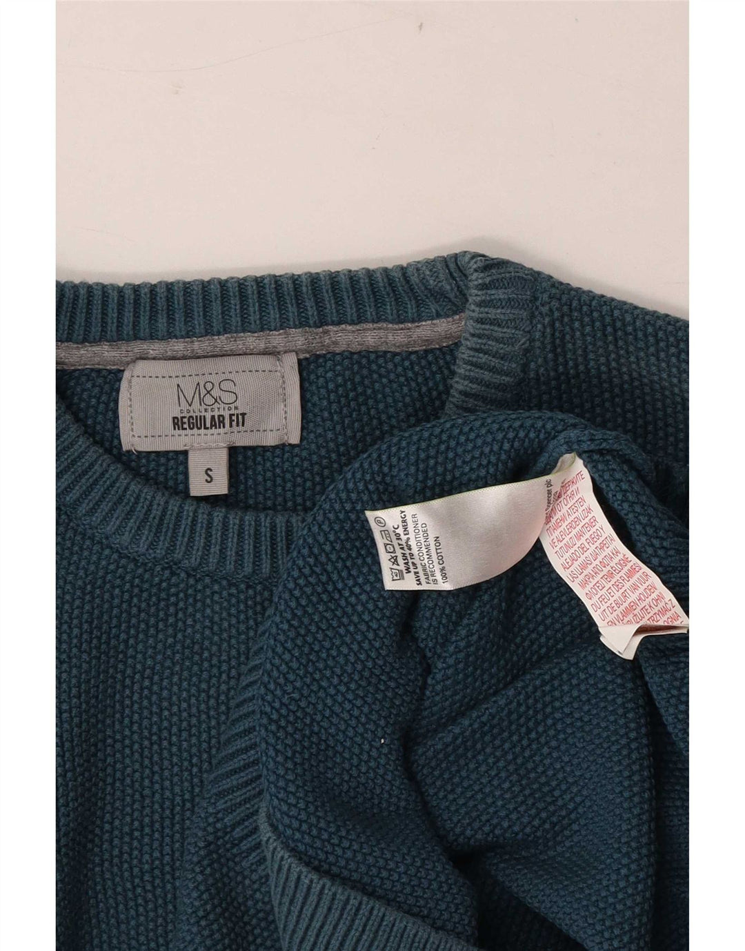 Maglione girocollo da uomo Marks & Spencer vestibilità regolare piccolo cotone blu