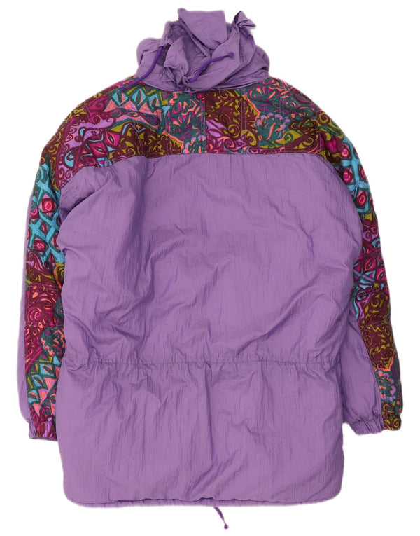 Giacca da sci imbottita con cappuccio vestibilità ampia da donna Brugi IT 46 Large Purple Paisley