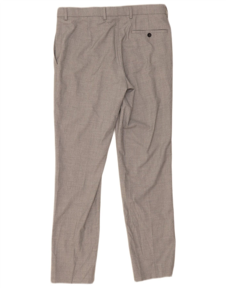 Pantaloni da abito slim da uomo Marks & Spencer W32 L31 Poliestere grigio classico