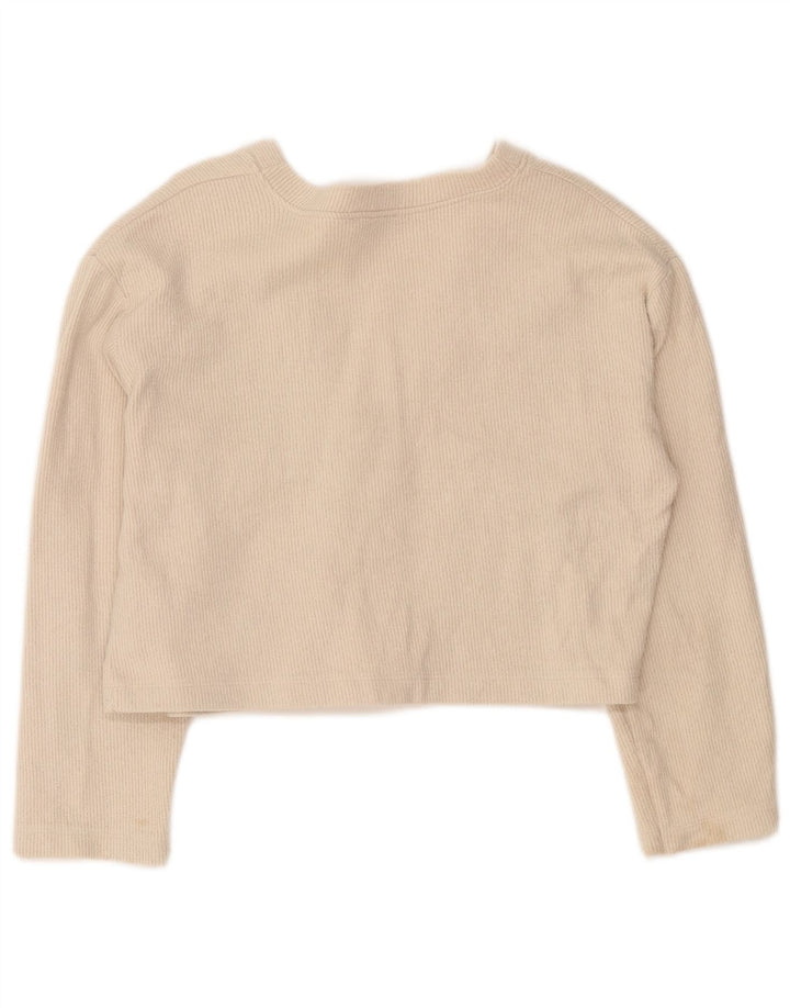 Maglione cardigan corto da donna Zara UK 14 Cotone beige medio