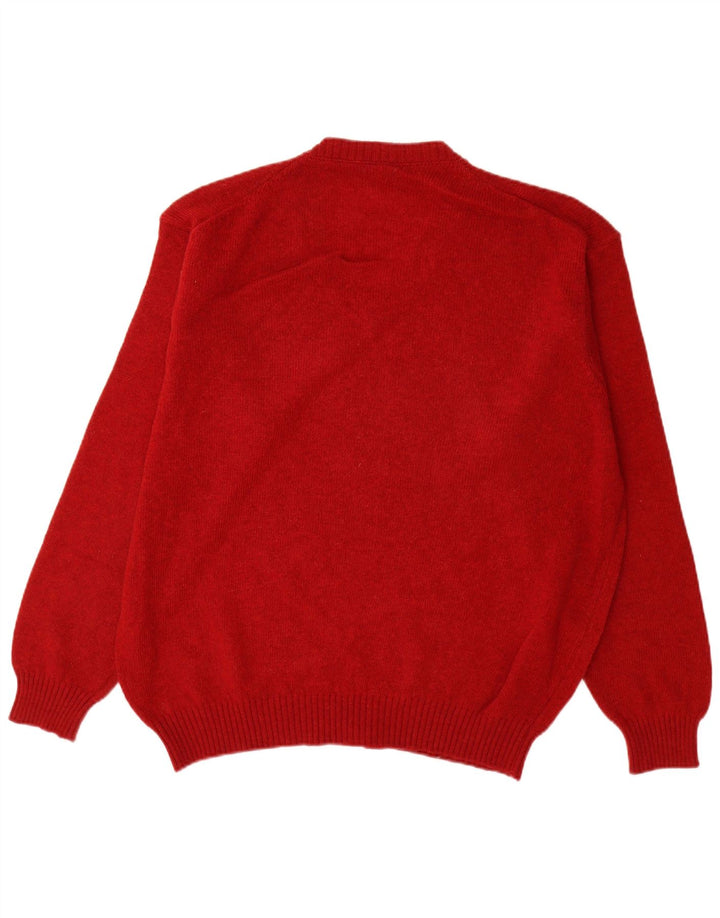 Maglione da uomo con scollo a V Benetton, grande, in lana vergine rossa