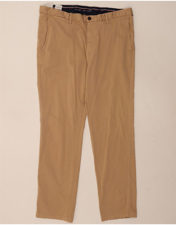 Pantaloni chino dritti da uomo Tommy Hilfiger W38 L32 in cotone beige