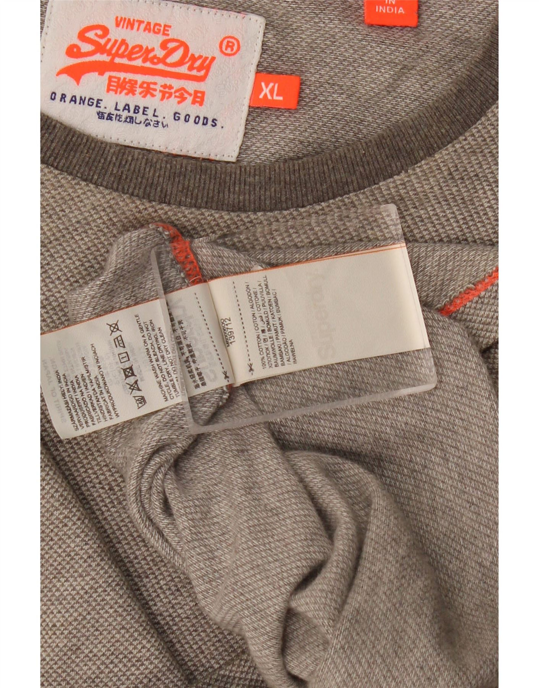 Maglia da uomo a maniche lunghe XL Superdry in cotone grigio