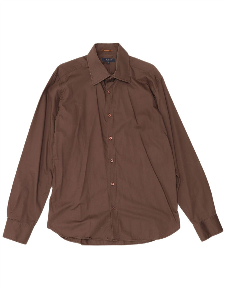 Camicia da uomo Ted Baker taglia 5 grande in cotone marrone