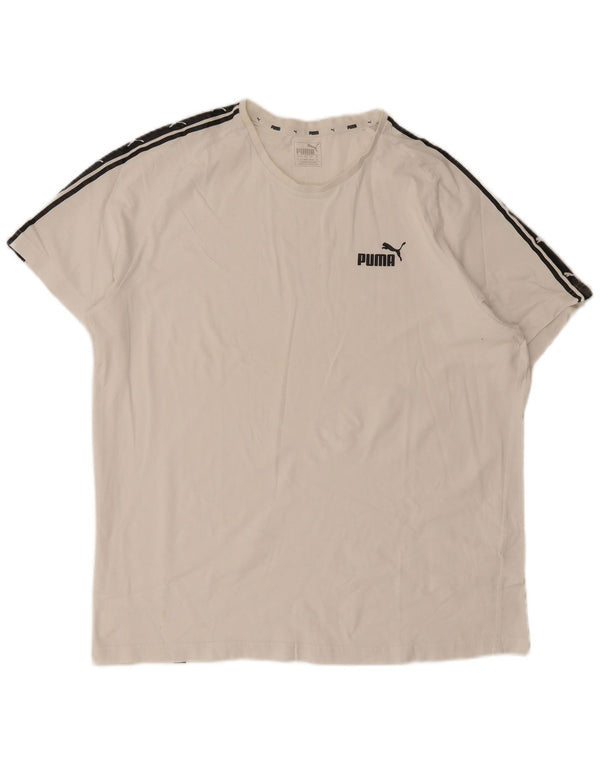 T-shirt grafica da uomo Puma Top 2XL cotone color block bianco