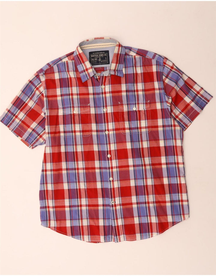 Camicia a maniche corte da uomo Nautica in cotone a quadri multicolore grande