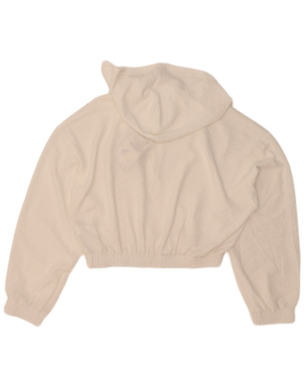 Maglia corta con cappuccio da donna Zara UK 16 grande poliestere bianco