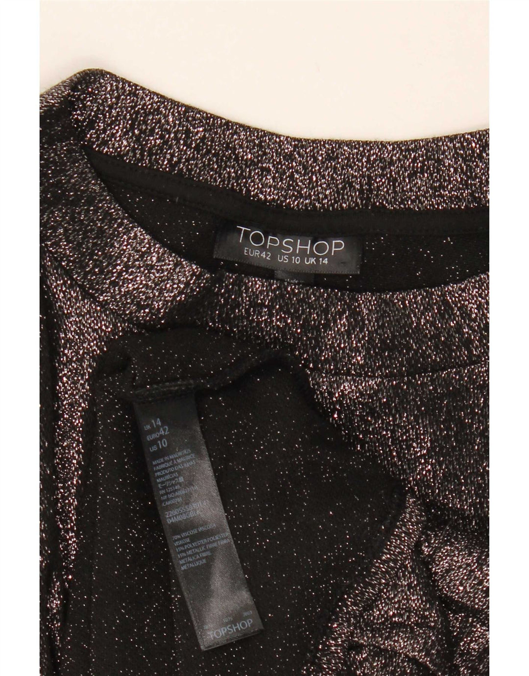 Topshop Camicetta corta da donna Top UK 14 Grande viscosa nera