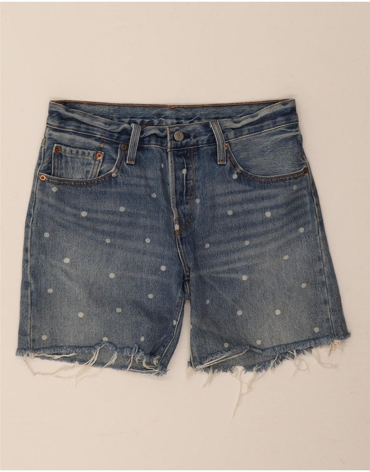 LEVI'S Pantaloncini di jeans 501 da donna W26 piccoli in cotone maculato blu