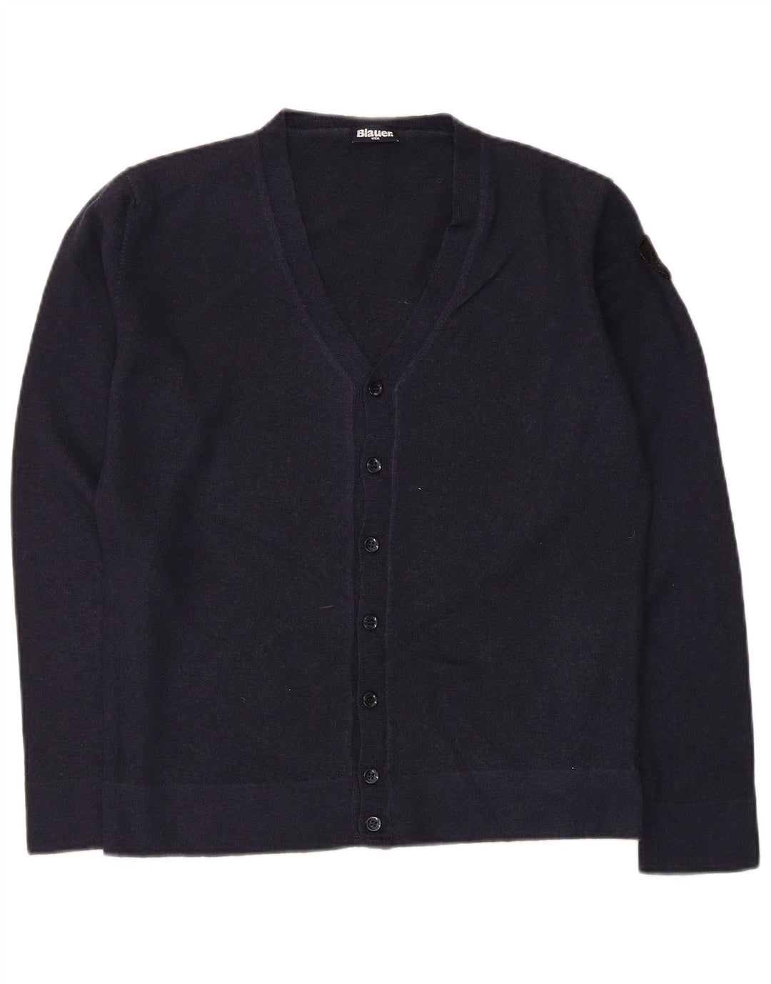 Maglione cardigan da donna Blauer UK 14 grande lana blu navy