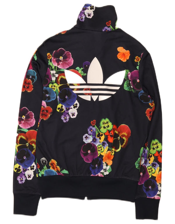 Giacca da ginnastica da donna con grafica Adidas UK 10 Small Blu Navy floreale