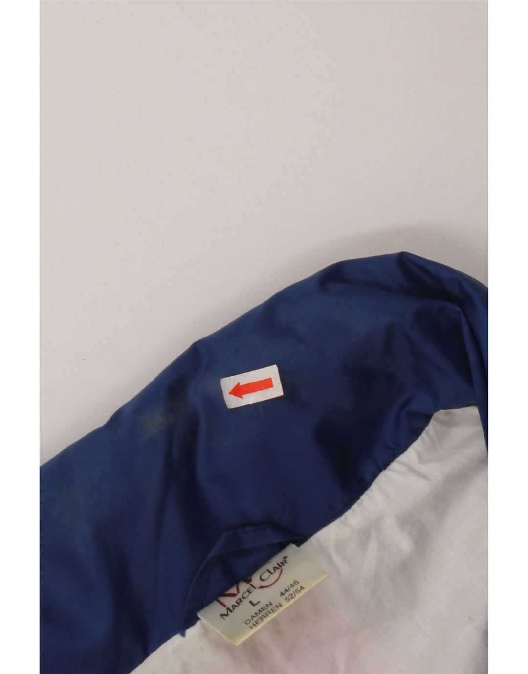 MARCEL CLAIR Giacca antipioggia da uomo con cappuccio UK 40 Large Blue Colourblock