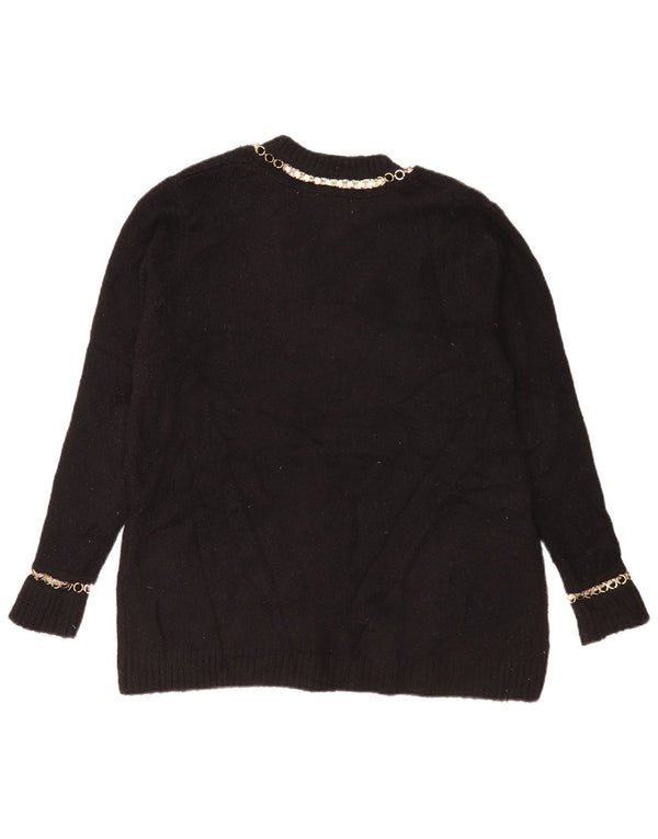 Maglione oversize con scollo a V da donna Zara UK 10 piccolo acrilico nero