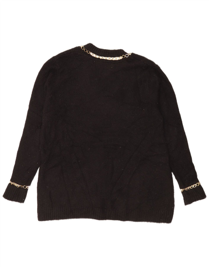 Maglione oversize con scollo a V da donna Zara UK 10 piccolo acrilico nero