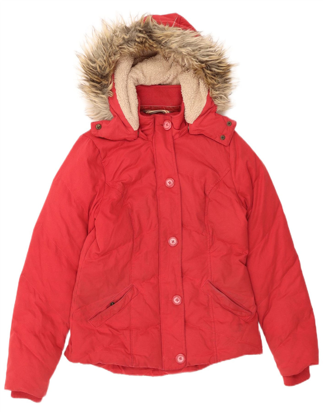Giacca imbottita con cappuccio da donna FAT FACE UK 10 piccola rossa in poliestere