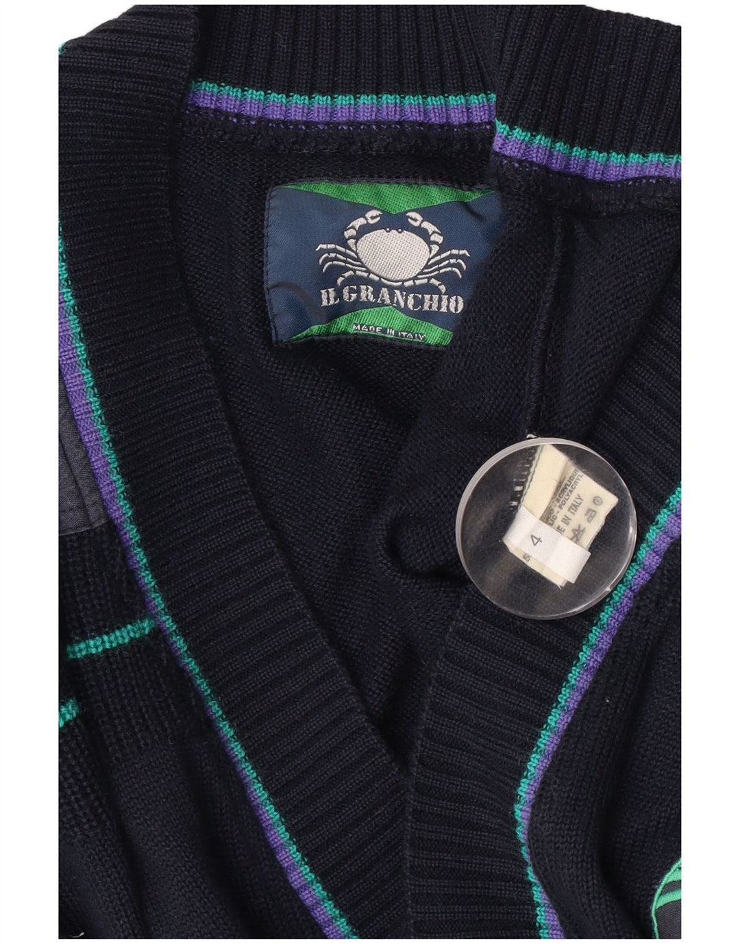 Maglione cardigan da uomo Il Granchio Lana color block medio blu navy