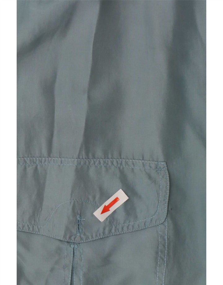 Camicia vintage da uomo a maniche corte grande in seta blu