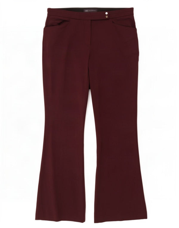Marks & Spencer Womens Bootcut Chino Trousers UK 12 Medium W32 L29 Maroon