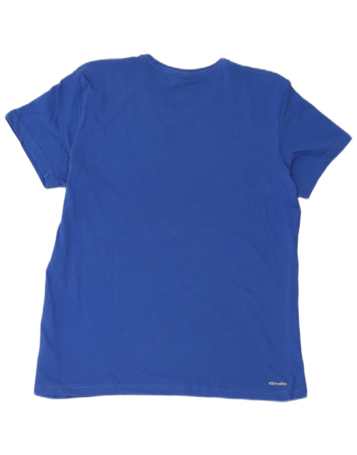 T-shirt grafica Adidas Climalite da uomo in cotone blu medio