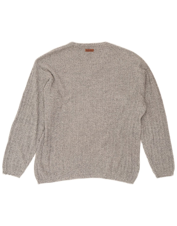 Maglione da uomo con scollo a V Marlboro Classics in cotone screziato grigio medio