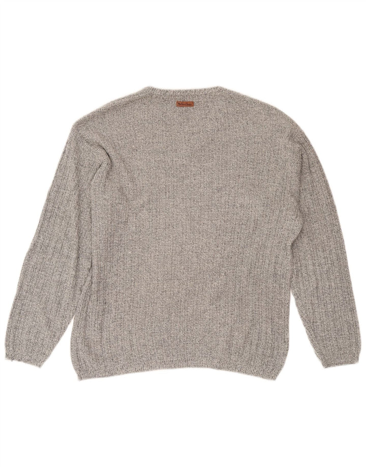 Maglione da uomo con scollo a V Marlboro Classics in cotone screziato grigio medio